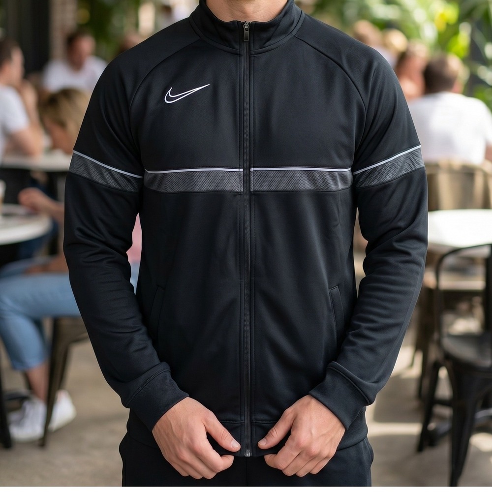 Nike Kids Dri-FIT Soccer Track Jacket Black Full Zip Athletic Warm Up CW6131-010